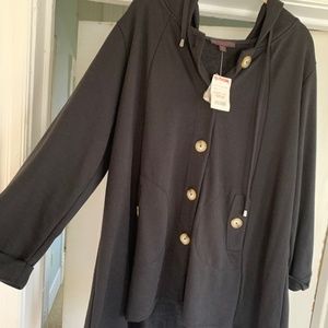 Black hooded lightweight jacket 1x NWT